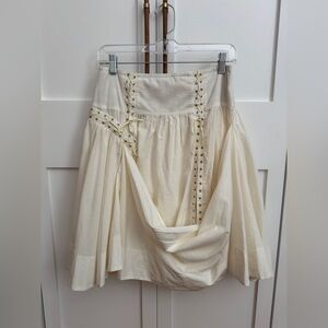 Leifsdottir Cream Full Skirt with Lace-Up Accents